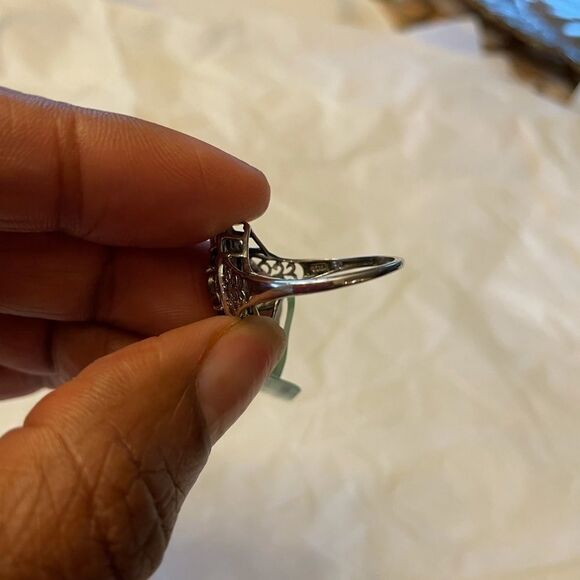 Rhodolite Garnet Platinum Sterling Silver Gemstone January Birthstone Ring - Picture 6 of 7